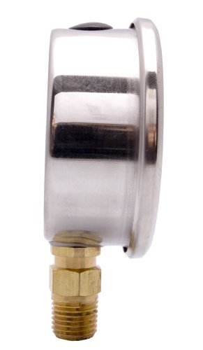 2-1/2" Oil Filled Pressure Gauge - Stainless Steel Case, Brass, 1/4" NPT, Lower Mount Connection, 0-15,000PSI