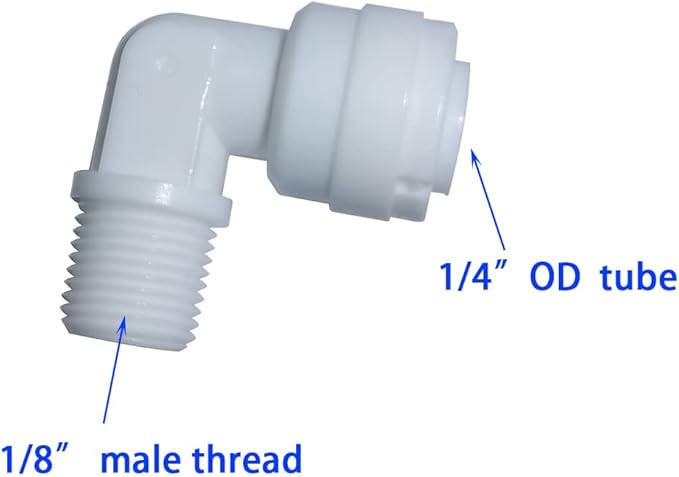 YZM Quick Connect fittings RO Water Filters (5pack, Elbow, 1/8" Male x 1/4" OD tube)