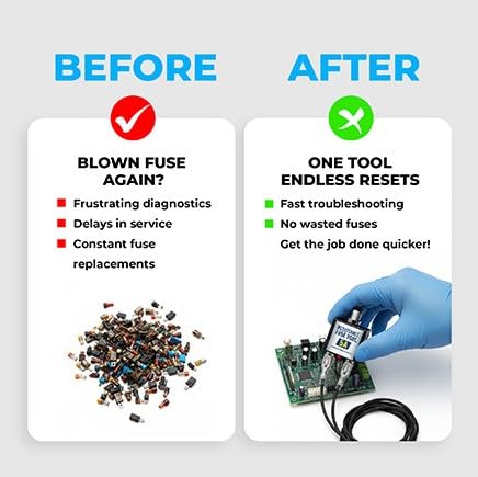 Fuse Tester for HVAC Systems, 3 Amp & 5 Amp Resettable Fuse Breakers, UL Rated 24V AC/DC 125/250V AC, Circuit Breaker Diagnostic Tool