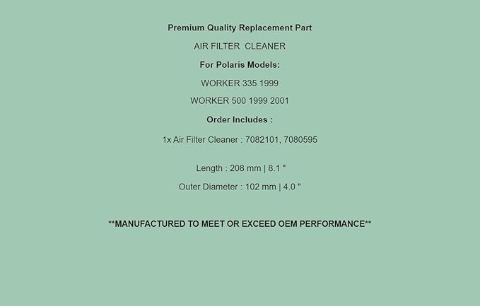 Replacement Air Filter Cleaner For Polaris Worker 335 1999 / Worker 500 1999 2001