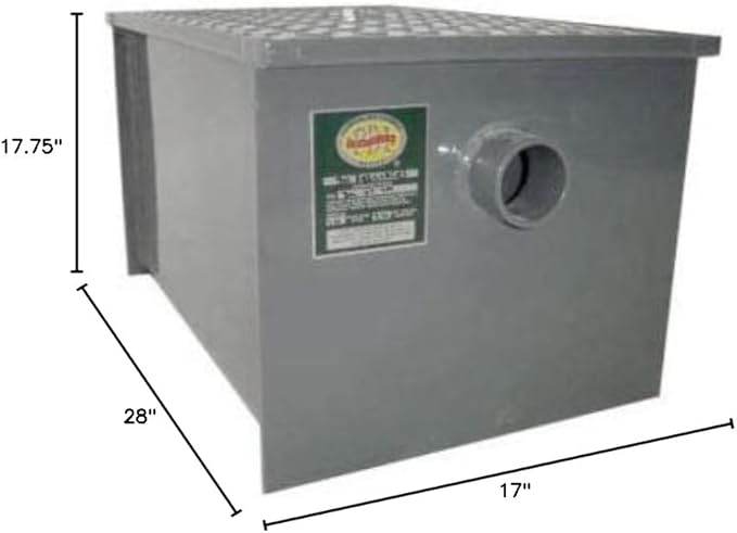 Commercial Carbon Steel Grease Trap Interceptor 40lb - PDI Approved - NSF