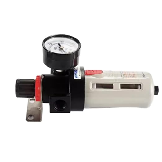 Compressed Air Pressure Filter Regulator Airtac BFR3000 3/8'' NPT 0-140 PSI Combo Piggybac Adjustable,Bracket,Gauge Semi-Auto Drain