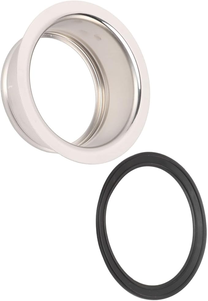 Extended Sink Flange Stainless Steel Deep Garbage Disposal Flange with Rubber Gasket Food Waste Filtering Replacement Part for 3 Bolt Mount Kitchen Sink Drain