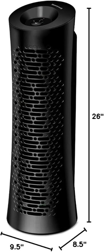 Honeywell HPA030 HEPA Tower Air Purifier, Airborne Allergen Reducer for Medium/Large Rooms (200 sq ft), Black - Wildfire/Smoke, Pollen, Pet Dander, and Dust Air Purifier