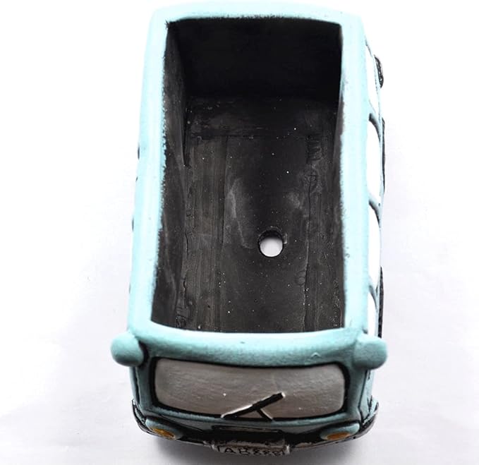 Green Bus Succulent Planter Pots, Small Plants Pot with Drainage Hole, Flower Pots Plant Containers for Home Indoor Outdoor Garden Decoration Pot