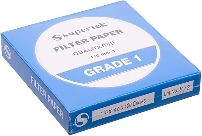 Supertek Filter Paper, Qualitative, Grade 1, 110 mm (Diameter) Pack of 100 Sheets