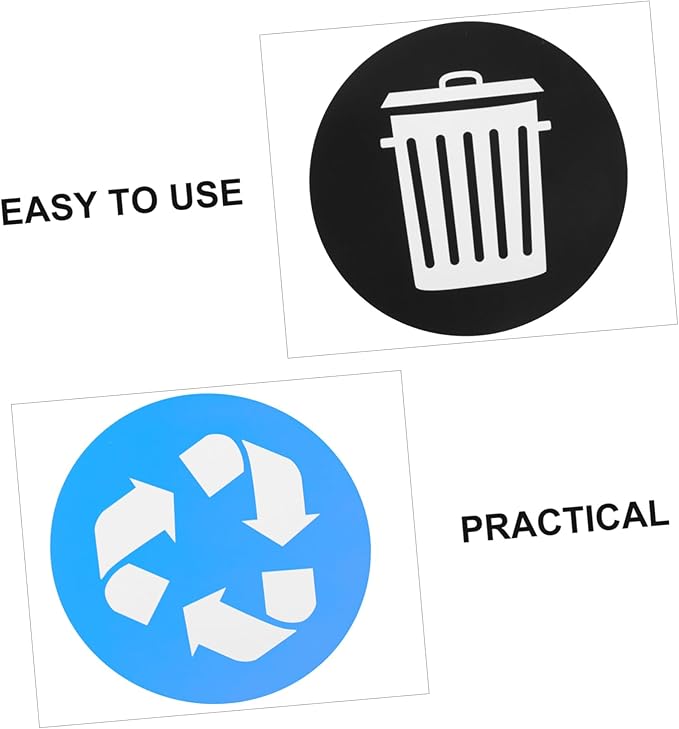 DOITOOL 12pcs Trash Can Recycling Labels Garbage Bin Stickers for Easy Waste Sorting Self-Adhesive Decals for Indoor Outdoor Use