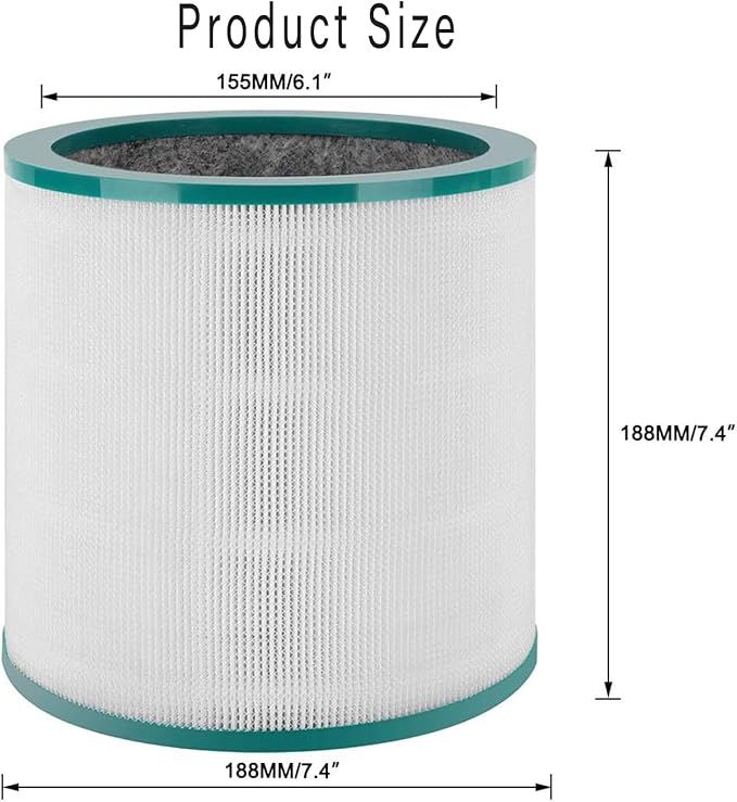 TP01 Ture HEPA 360° Glass Filter Replacement for Dyson Tower Air Purifier Pure Cool Link TP01 TP02 TP03 AM11 Models, Dyson Pure Cool Me BP01 Personal Purifying Fan, 2 Pack