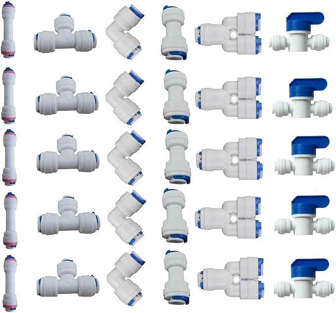 Lemoy 1/4" OD Quick Connect Push In to Connect Water Tube Fitting for RO Reverse Osmosis Water Filter Fittings Pack of 30