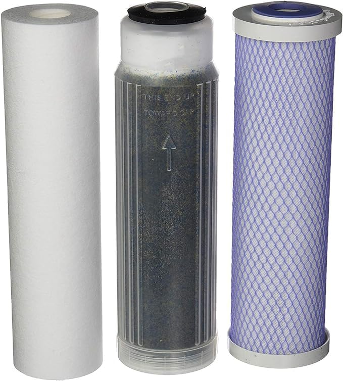 Reverse Osmosis Deionization (RODI) 10" Replacement Filter Kit (Sediment Cartridge, Carbon Cartridge, Color Indicating DI Cartridge Filled with MBD-30 Nuclear Grade Resin)by CFS