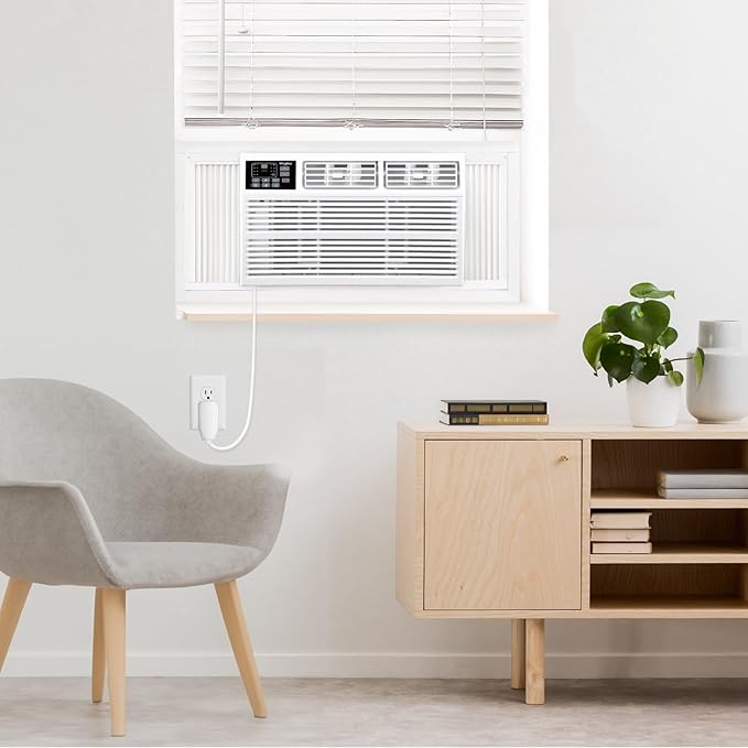 Whirlpool 8,000 BTU Window Air Conditioner with Supplemental Heat, Window Mounted AC Unit with Heater for Apartment, Living Room, Bedroom, Rooms up to 350 Square Feet