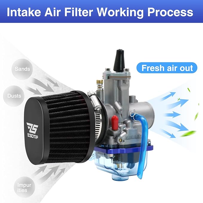 2PCS Motorcycle Air Filter Universal 45MM Replacement Engine Filter High Performance Air Filters Fit Motocross Carburetor Cleaner for Pit Bike Scooter Moped ATV (Black)