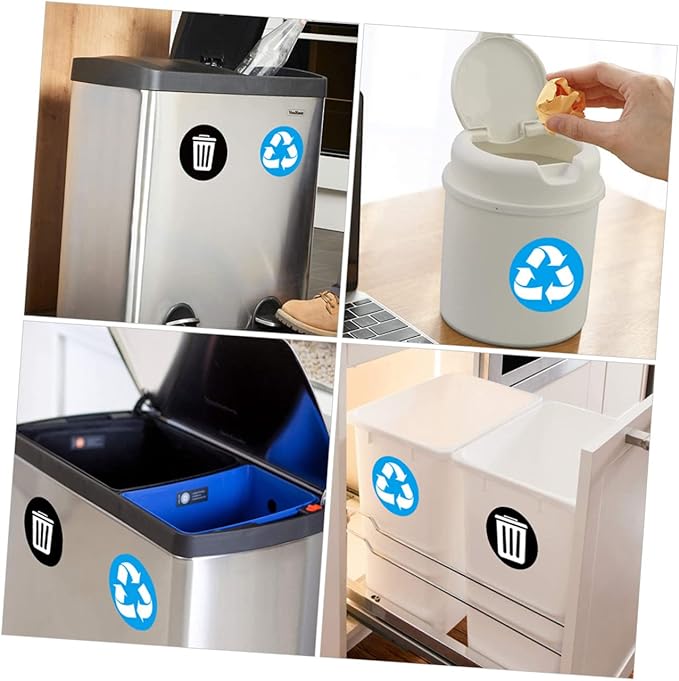 DECHOUS Reminding Waste Sorting Habits 6 Adhesive PVC Stickers for Garbage Can Decor