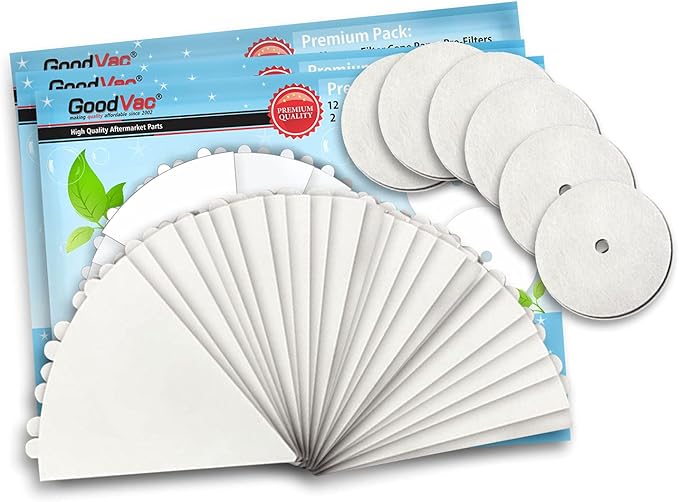 GOODVAC Replacement Filter Cones 12 Prefilters 2 Motor Disc Filters Premium Pack Compatible with Filter Queen (3)