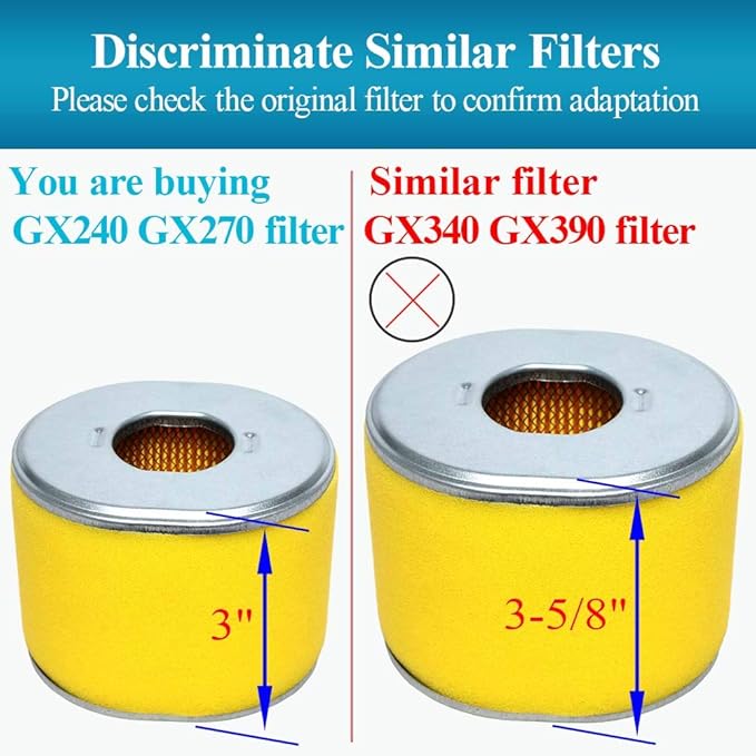 HOODELL 4 Pack GX270 Air Filter for Honda GX240 8HP GX 270 9HP Engine, Professional EG3500X 17210-ZE2-505 17210-ZE2-822 17210-ZE2-515 Air Filter