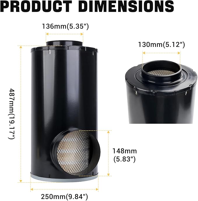 PA3493 AH1197 Air Filter Compatible with Capacity Spotter Tj5000 Capacity Tj5000, Tj6500 Freightliner XB XC Ottawa Yt30 Yt60T Thomas Saf-T-Liner Replaces P537454 46748 LAF1934 PA3493 114880003A