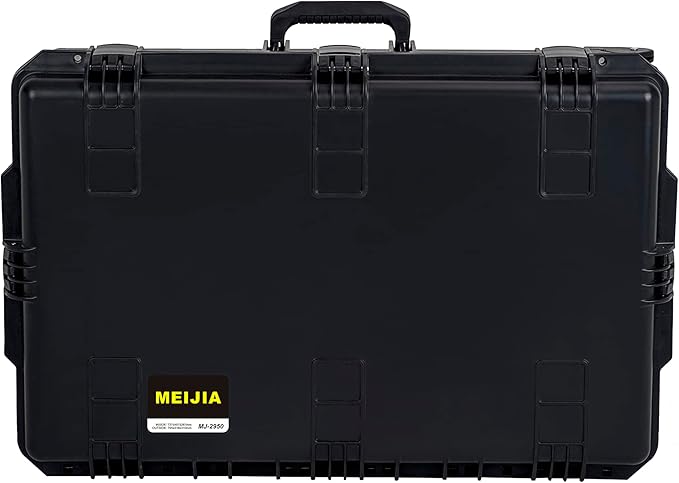 MEIJIA Portable All Weather Waterproof Camera Case,Customizable Fit Foam with Rolling Wheels and Retractable Pull Handle,31.3"X20.3"X12.25"