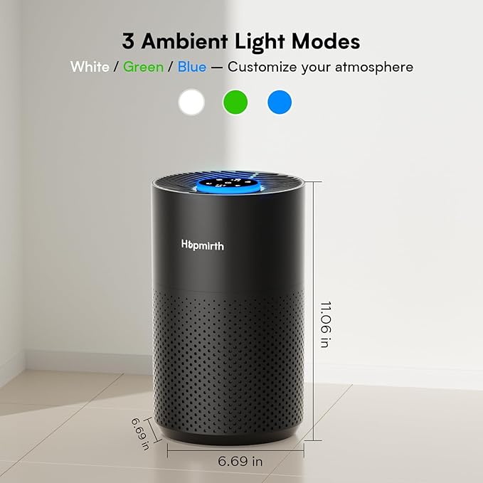 Upgraded Air Purifiers for Bedroom & Home with H14 True HEPA Filter, Covers Up to 1280ft², 360° Air Intake, Quiet Pet Air Purifier, Fragrance & Timer,Removes Smoke, Pet Dander & Pollen,Black
