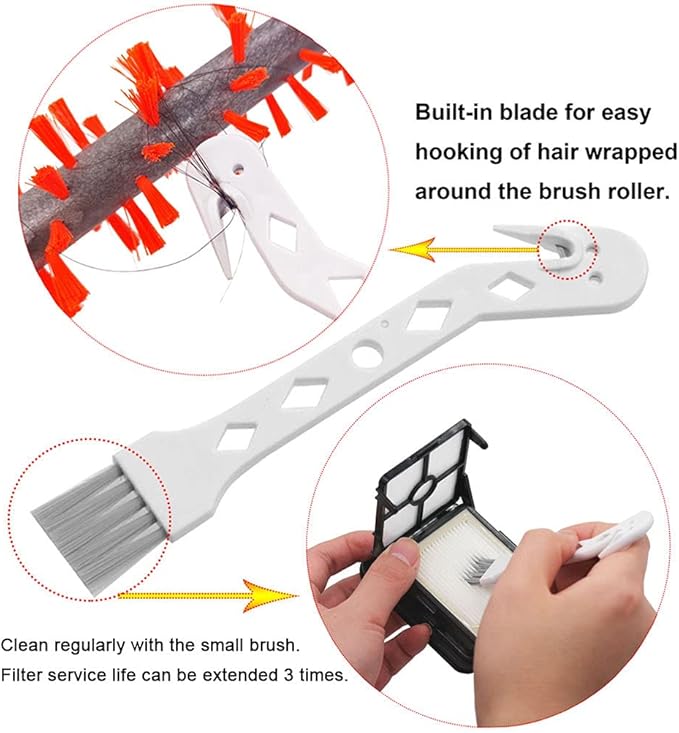 Lemige 3 Pack Multi-Surface Brush Roll 1868 + 3 Pack Vacuum Filter 1866 for Bissell CrossWave Cleaner 2306A 1785A 3888A, Compare to Part # 1608683, 160-8683, 1608684 (3 Brush Rolls + 3 Filters)