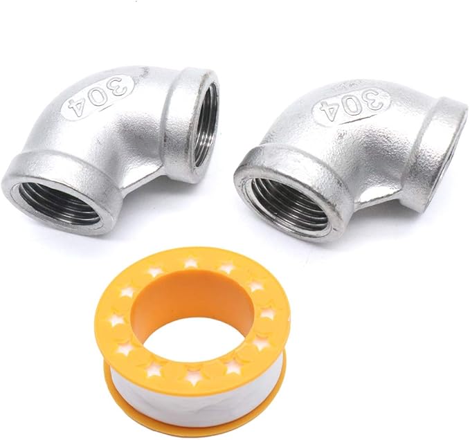 2Pcs 304 Stainless Steel 90 Degree Elbow 1/2" NPT Female x 1/2" NPT Female Threaded Pipe Fitting