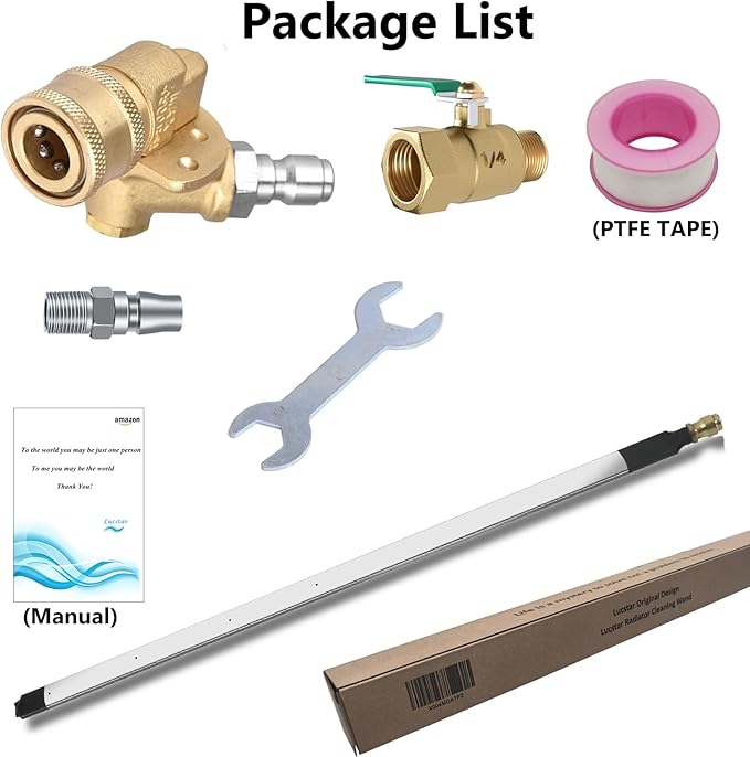 Lucstar Radiator Cleaning Wand & Car A/C Condenser Cleaner, Engine Cabin Air Filter Flusher, 24Inch Radiator Wands Connect with Pressure Washer Air Compressor for Cleaning Home Car Truck Radiators