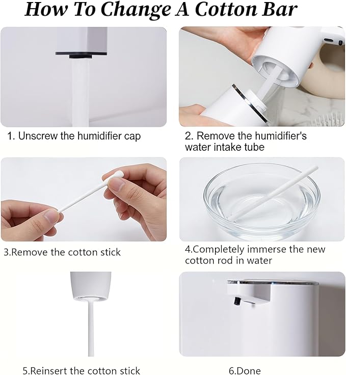 50PCS Humidifier Stick Filter Refill, 0.3"×4" Mini Air Diffuser Pure Wicks Universal Cotton Replacement Wicks for Small Portable Humidifier Diffuser in Office Bedroom Home
