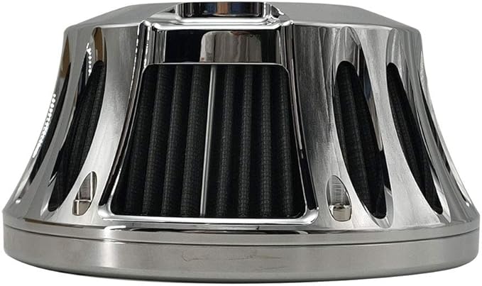Harley Air Cleaner Motorcycle Filter Intake CNC Cut Kit Chrome for Models Touring Street Glide 2008-2016 Softail 2016-2017 (Chrome, Fitment - C)