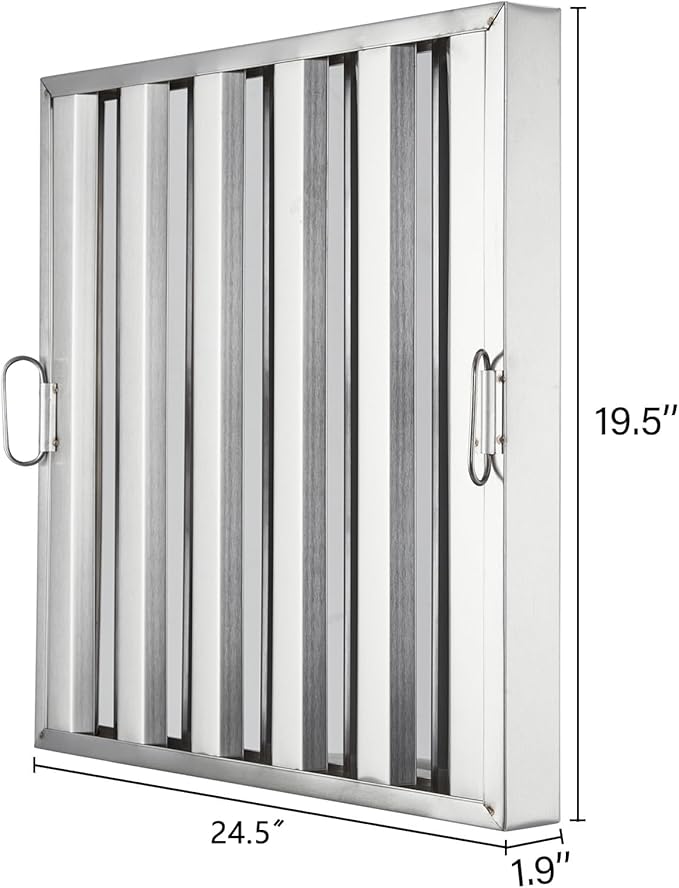 19.5 in x24.5 in Commercial Hood Filters - 430 Stainless Steel 5-Groove Baffle Filters for Restaurant Kitchen Exhaust Hoods Pack of 6