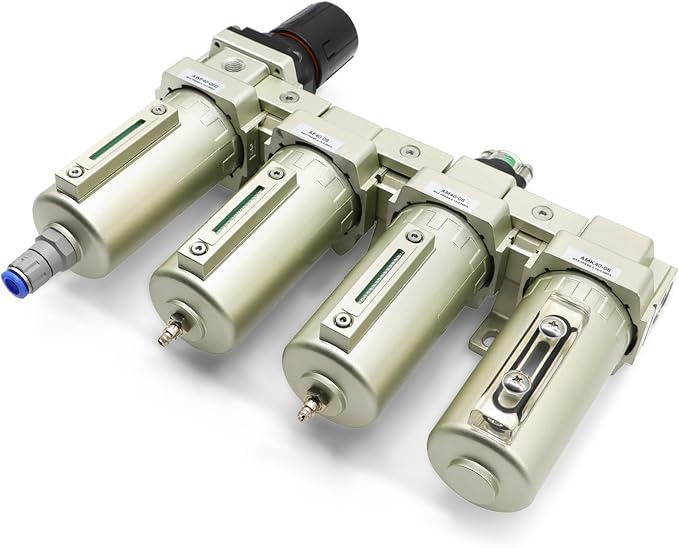 3/4" NPT Industrial Grade 4 Stage Gas Drying System, Coalescing Filter, Desiccant Dryer, Auto Drain, Compatible with Paint Spray, Plasma Cutter (Auto Version)