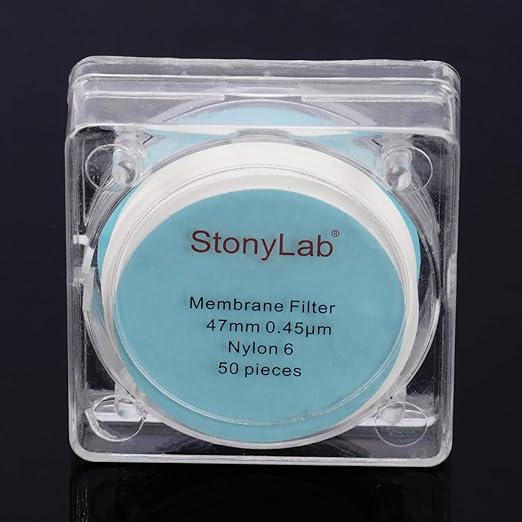 stonylab 50 Pack Nylon Membrane Filters, Hydrophilic Nylon Membrane Disc Filters with 0.45 μm Pore Size and 47 mm Diameter