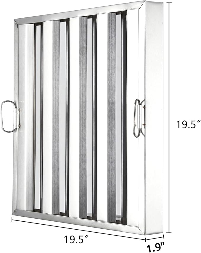 19.5 in x19.5 in Commercial Hood Filters - 430 Stainless Steel 5-Groove Baffle Filters for Restaurant Kitchen Exhaust Hoods Pack of 6