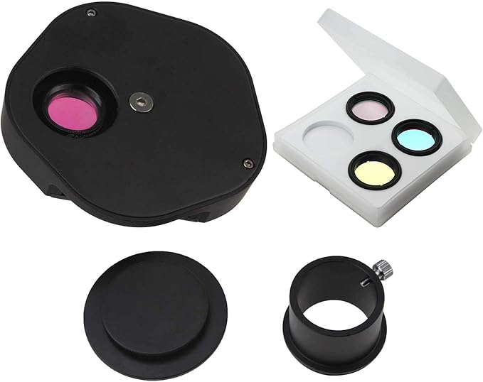Astromania 1.25" Multiple 5-Position Filter Wheel for Telescope - with LRGB Filter Set