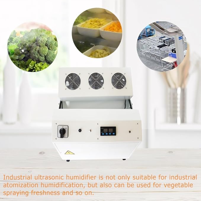 Ultrasonic Humidifier 24kg/h Portable Continuous Cool Mist Maker Humidifier Commercial Industrial Humidifier with Humidistat and Remote Sensor for Greenhouse Large Room Three Mist Outlet