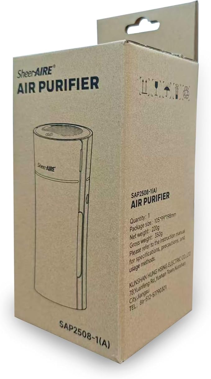 Home & Car HEPA Air Purifier USB-C Charging, Ultra-Quiet 22dB, Compact Design, Night Light, 360° Outlet, Suitable for Car Interiors, Desks, Dorms & Pet Crates