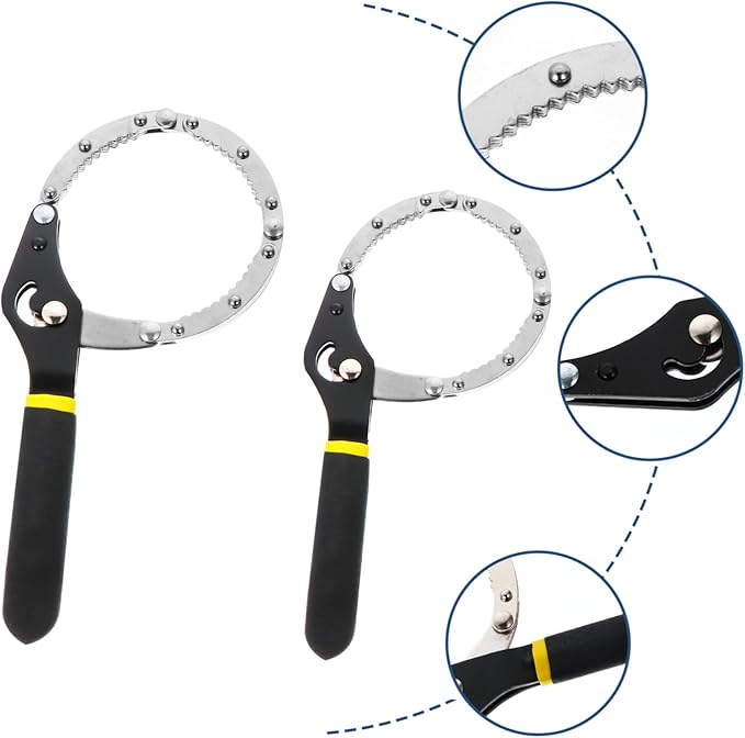 2Pcs Adjustable Oil Filter Wrench for Trucks and Farm Equipment Tool for Easy Removal of Tough Oil Filters Tight Spaces