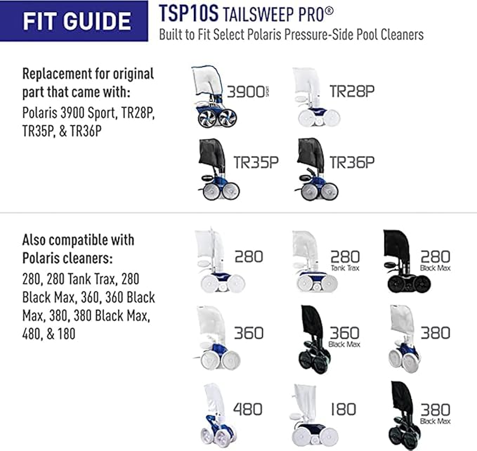 ATIE No Spray Pool Cleaner TailSweep PRO TSP10S with Hose Scrubber 9-100-3105 Fit Zodiac Polaris 280, 3900 Sport, 380, 360, 180 Pool Cleaner Tail Sweep PRO TSP10S and CMP Flow Diffuser (2 Pack)