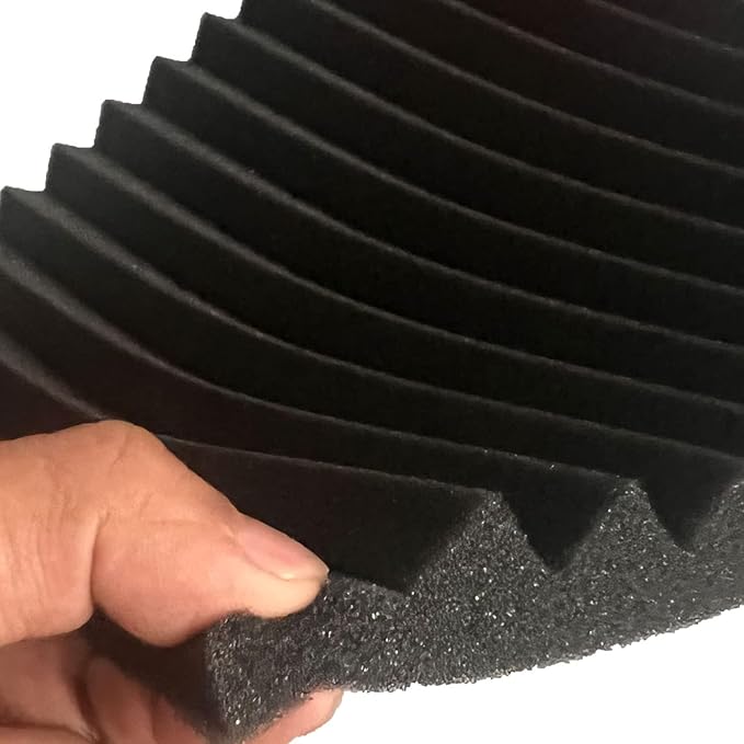 96 Pack Allxinlog Absorb the echo Acoustic Foam Panel Wedge Studio Soundproofing Wall Tiles 12" X 12" X 1" (48RED+48BLACK)