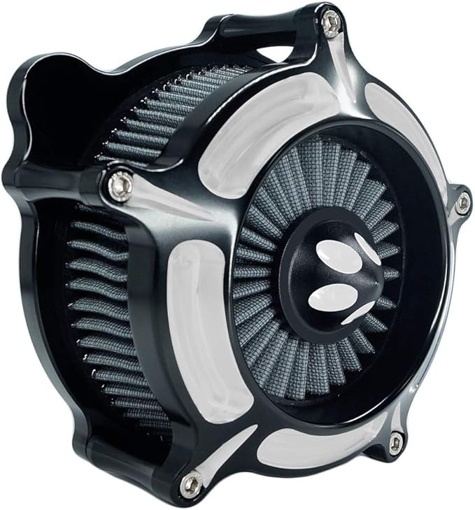 Motorcycle Air Filter Turbine Intake Cleaner Kit Cnc Cut Chrome for Harley Dyna 2000-2017 Softail 2000-2015 Touring 2000-2007 Fitment - B (Gray)