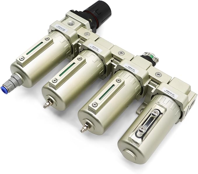 1/2" NPT Industrial Grade 4 Stage Gas Drying System, Coalescing Filter, Desiccant Dryer, Auto Drain, Compatible with Paint Spray, Plasma Cutter (Auto Version)