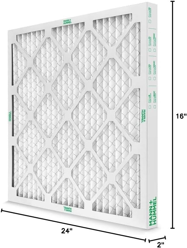 Mann+Hummel 16x24x2 MERV 8 Pleated HVAC AC Furnace Air Filters. 4 Pack. (Exact Size: 15.38 x 23.38 x 1.75 Inches)