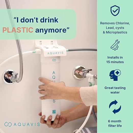 Aquavis Pulse 10 Under Sink Water Filter System, Third-Party Tested, Removes Lead, PFAS, Chlorine, Microplastics, VOCs, High-Flow Activated Carbon Filtration, DIY 15-Min Install, 750 Gallons Capacity