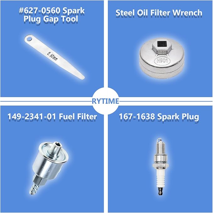 Tune Up Kit Fit for Onan Marquis Gold RV QG 5500/7000 Generators Replacement Parts 140-3116 Air Filter, 149-2341-01 Fuel Filter, 122-0836 Oil Filter & Wrench, 167-1638 Spark Plug & Gap Tool