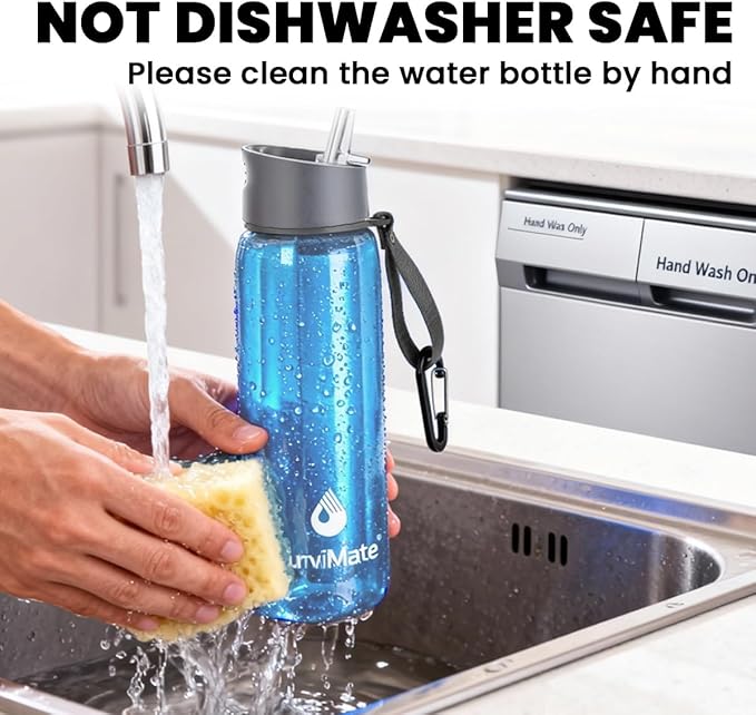 SurviMate 5-Stage 0.01μm Ultra-Filtration Filtered Water Bottle, BPA-Free Material, NSF/ANSI 42&372 Certified, Portable Water Filter Bottle for Survival, Camping, Hiking, and Emergency Use