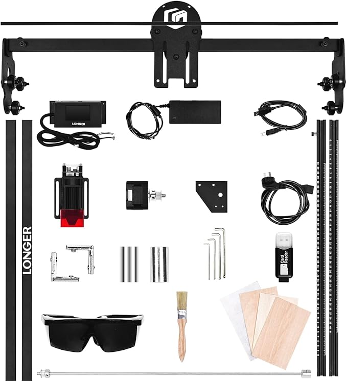 Longer Ray5 Laser Engraver, 10W Laser Cutter, 0.06 * 0.06 mm Precision Laser Engraver for Acrylic, Wood, and Metal with Emergency Stop, 3.5-inch Touch Screen for DIY