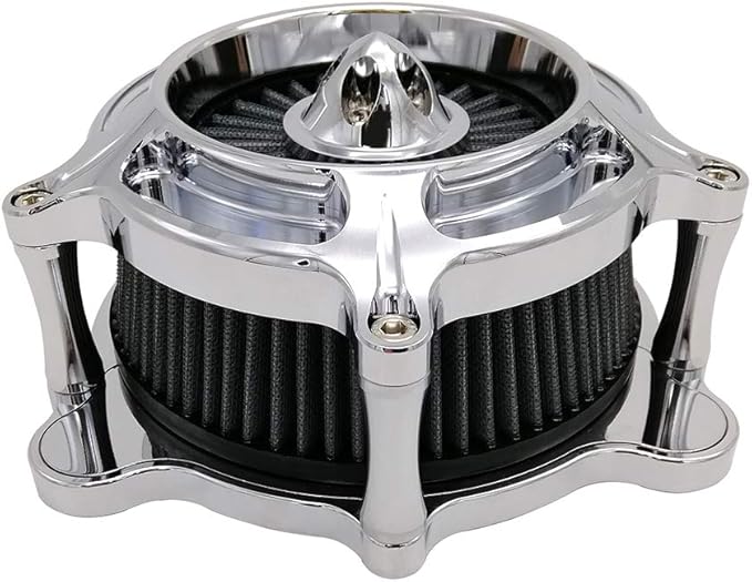 Harley Air Cleaner Turbine Intake Chrome Filter Kit Cnc Cut for Motorcycle Dyna 2000 - 2017 Softail 2000 - 2015 Touring 2000 - 2007 Fitment - B (Gray)