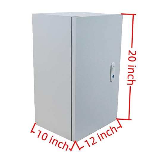 Electrical Enclosure Box 20" x 12" x 10" Carbon Steel Electrical Junction Boxes Wall Mount Waterproof Dustproof Metal Box with Safety Locks for Outdoor Indoor Use