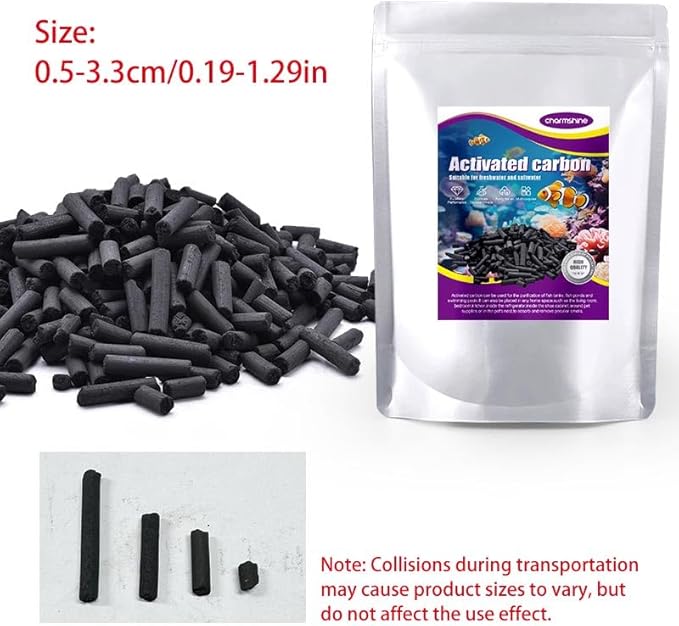 Activated Carbon Pellets for Aquarium Filter Media Activated Charcoal Bulk Fish Tank Charcoal Pellets Carbon Aquarium Filter for Fish Tanks, Freshwater,Saltwater (1.1lb with Mesh Bag)