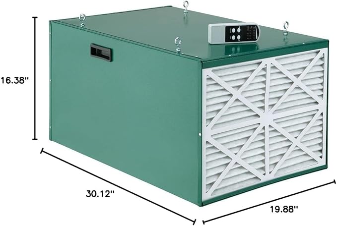 Grizzly Industrial G9956 - Heavy-Duty Double Air Filter with Remote Control