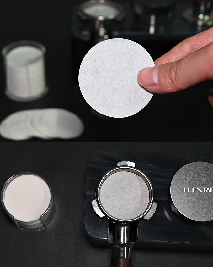 54mm Espresso Paper Filters, 300pcs Disposable Espresso Puck Paper Filters and Filter Storage Holder Compatible with Breville 54mm Portafilters Basket - Keep Shower Screen Clean