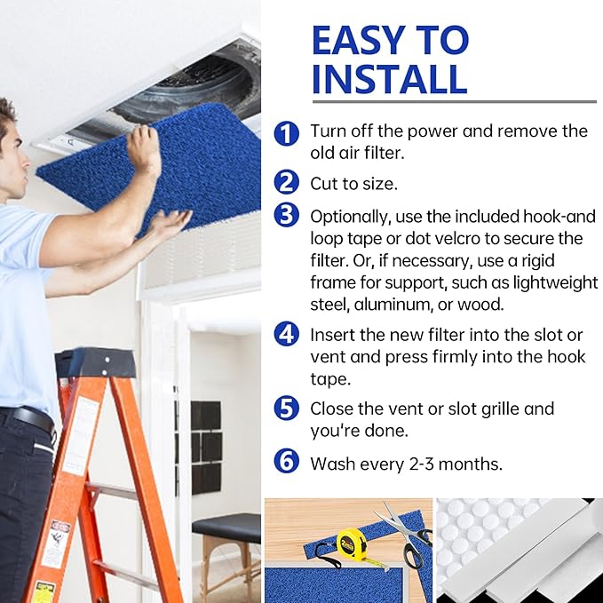 Ubeesize Reusable Air Filter 20x30x1, High Air Flow Furnace Filters Cut to Fit Air Conditioner MERV 6 Replacement for HVAC RV Washable AC Filter (Actual Size 20x30x0.5 inch)
